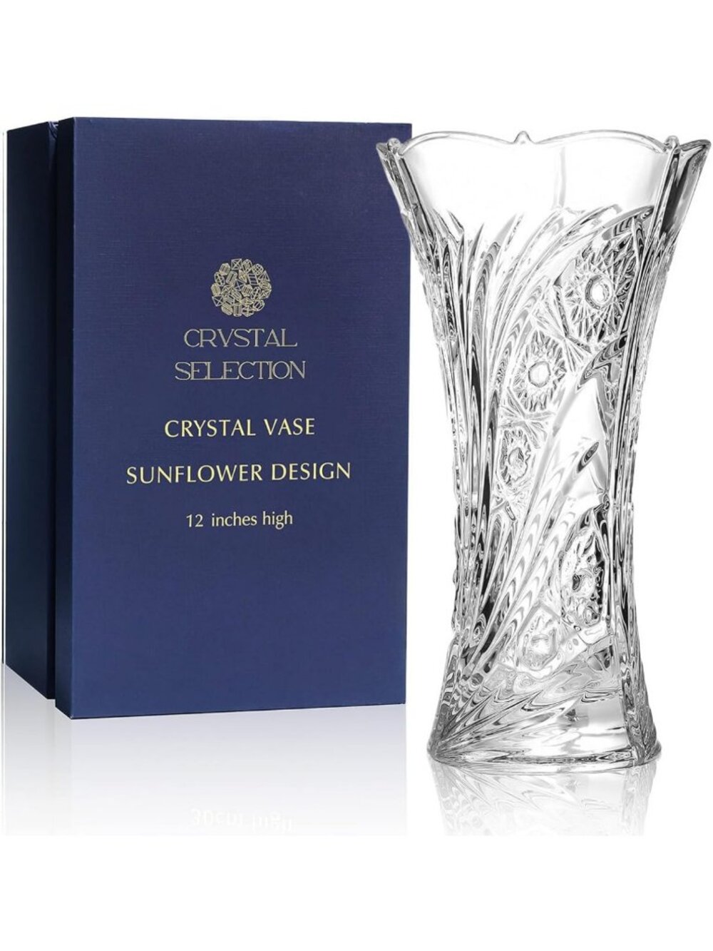 Elegant 12" Sunflower Crystal Vase for Flowers & Home Decor - Perfect Gift Idea